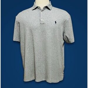POLO Ralph Lauren Classic Fit Soft Cotton Short Sleeve Polo Shirt Grey Size LG